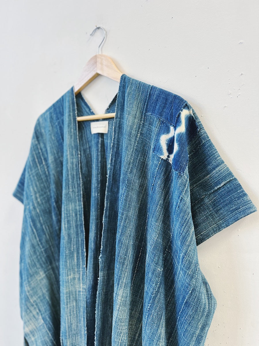 Patched Indigo Duster Vest