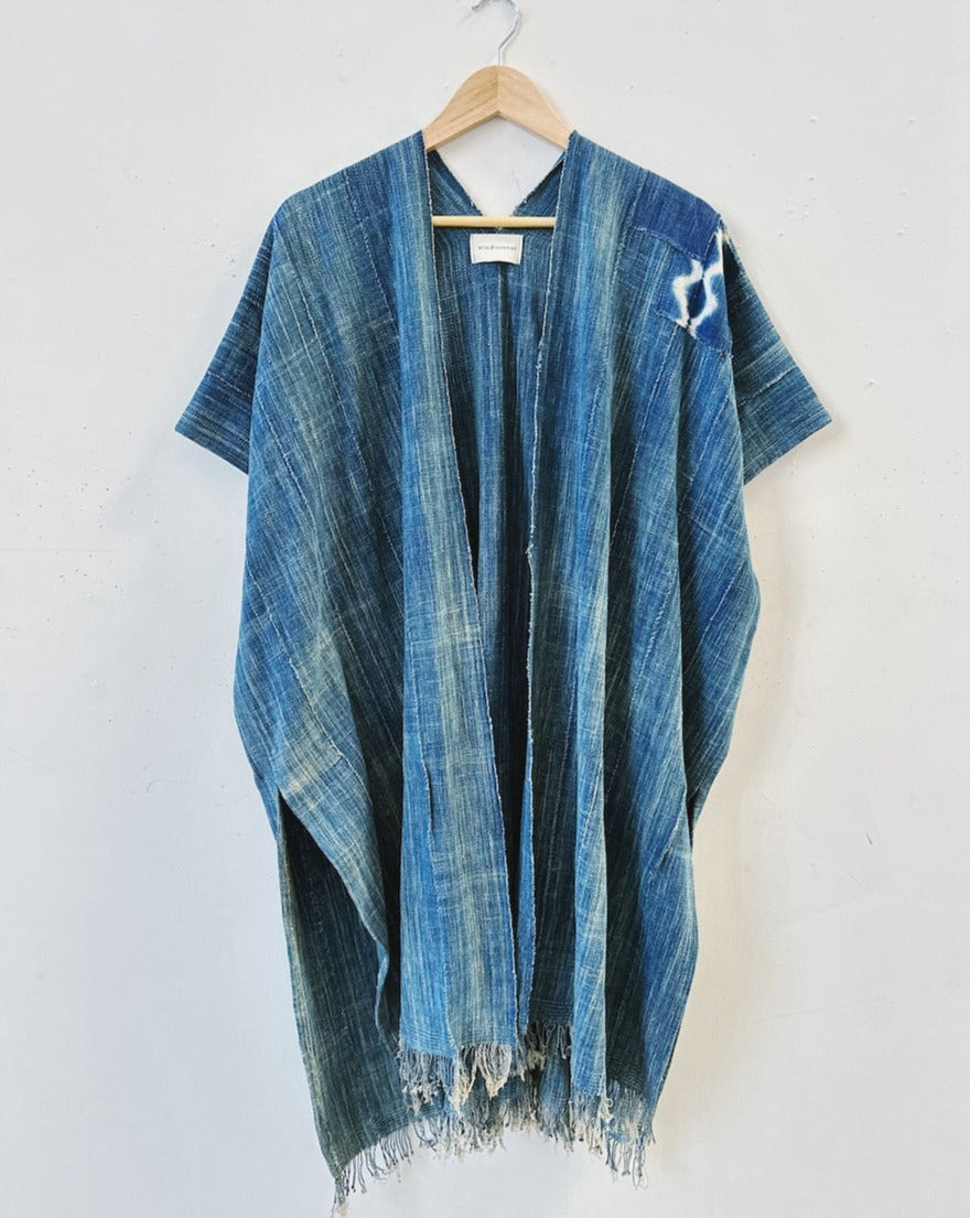 Patched Indigo Duster Vest