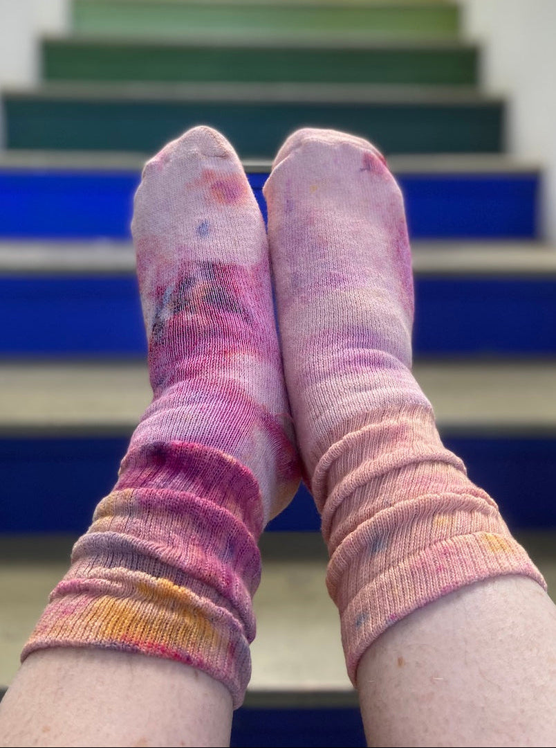 Hand Dyed Organic Cotton Crew Socks - Wildflower
