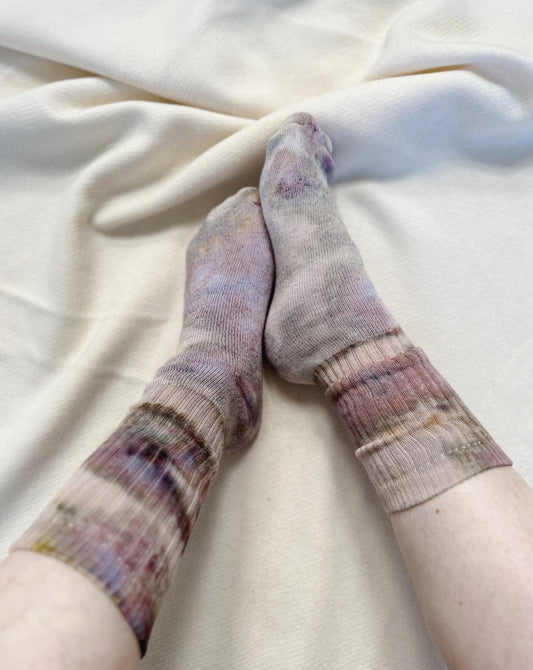 Hand Dyed Organic Cotton Crew Socks - Twilight