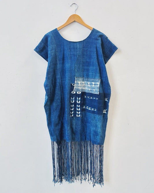 Reversible Patched Indigo Dress