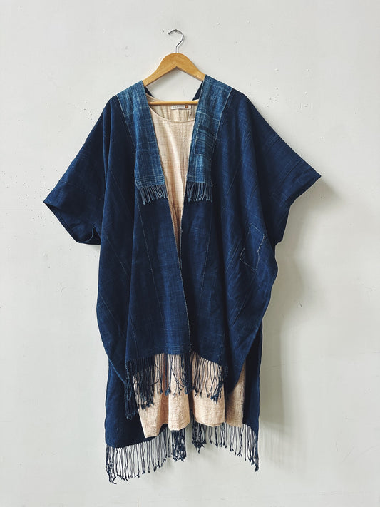 Patched Indigo Duster Vest