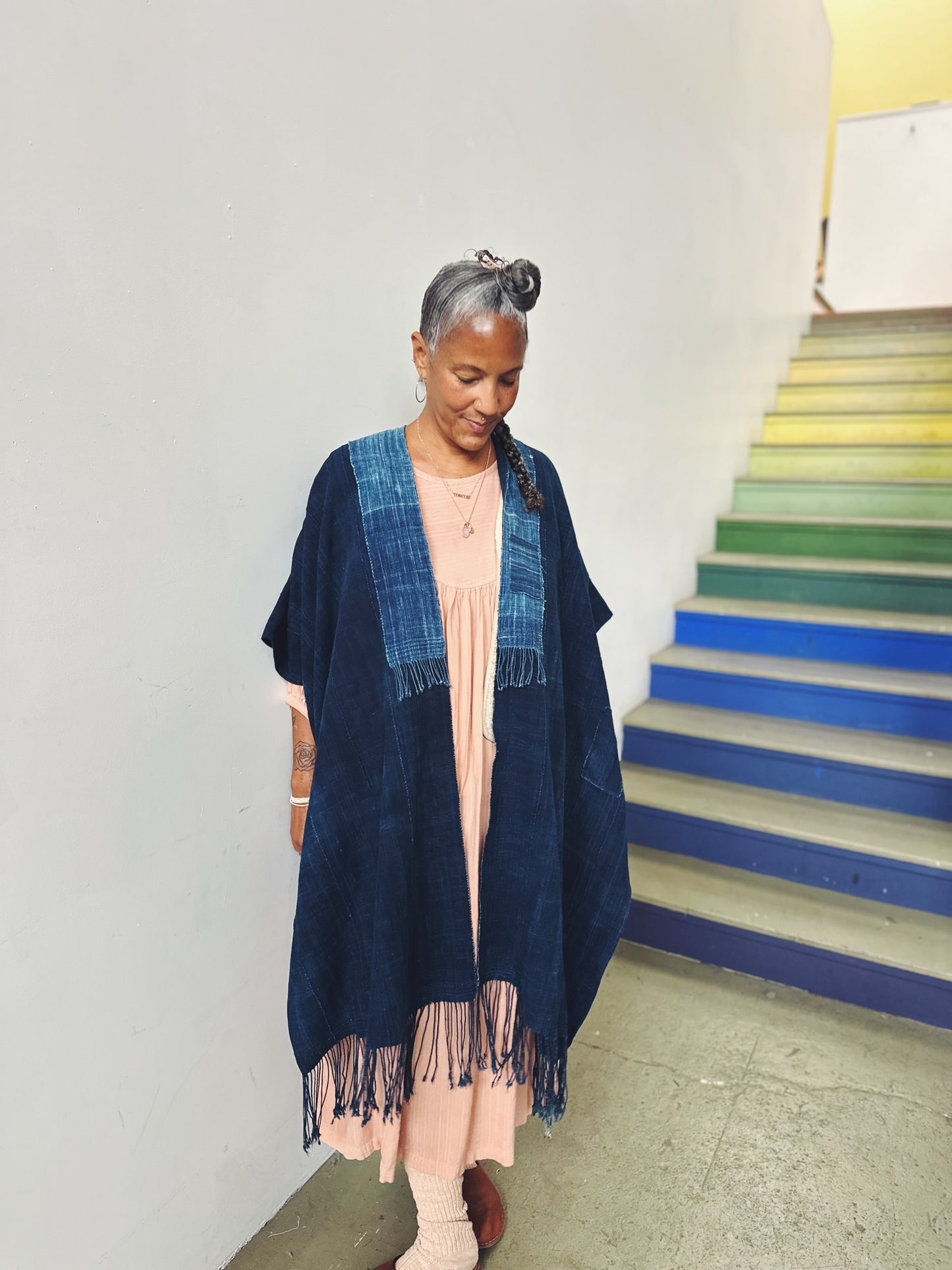 Baoule Collar Indigo Cape