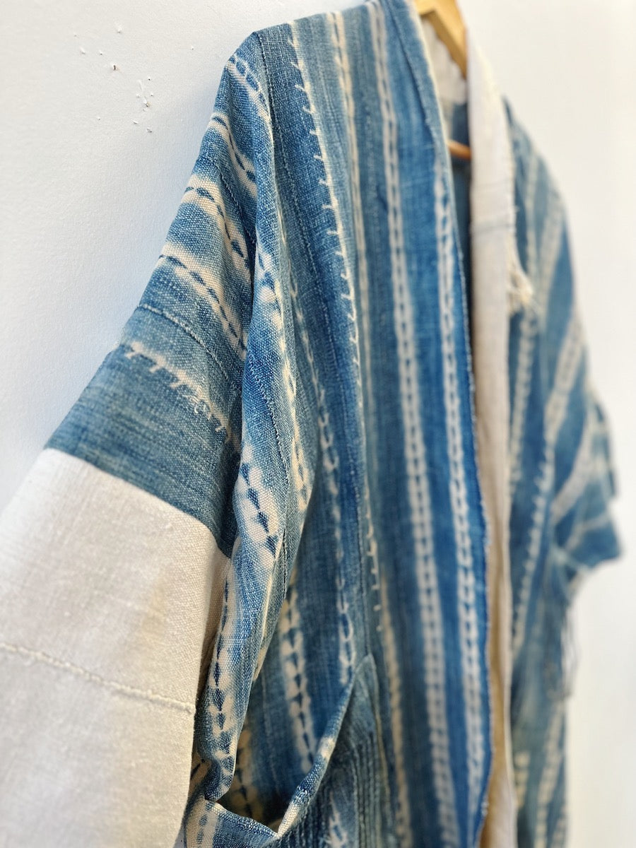 Wabi Sabi Shibori & Ivory Tassel Coat