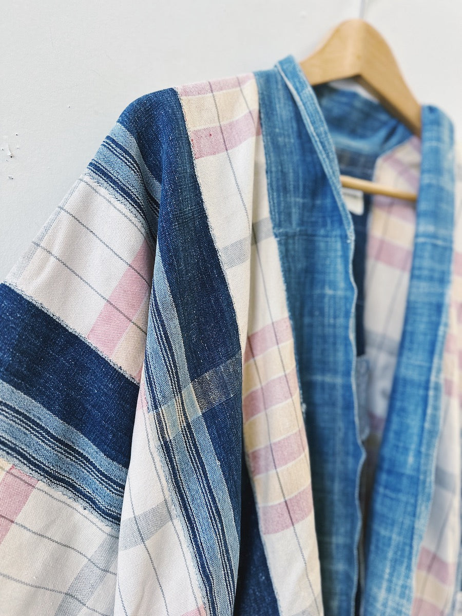 Super rare indigo & ivory patched indigo jacket