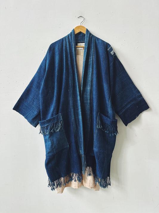 Midnight Shibori  Indigo Tassel Jacket