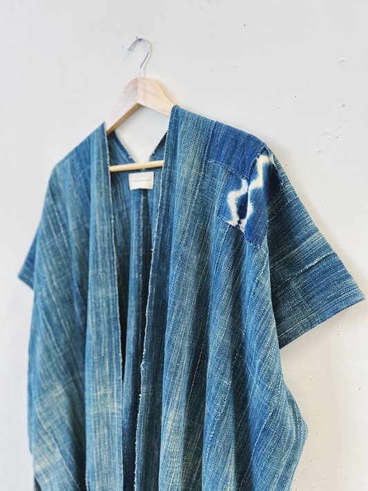 Patched Indigo Duster Vest