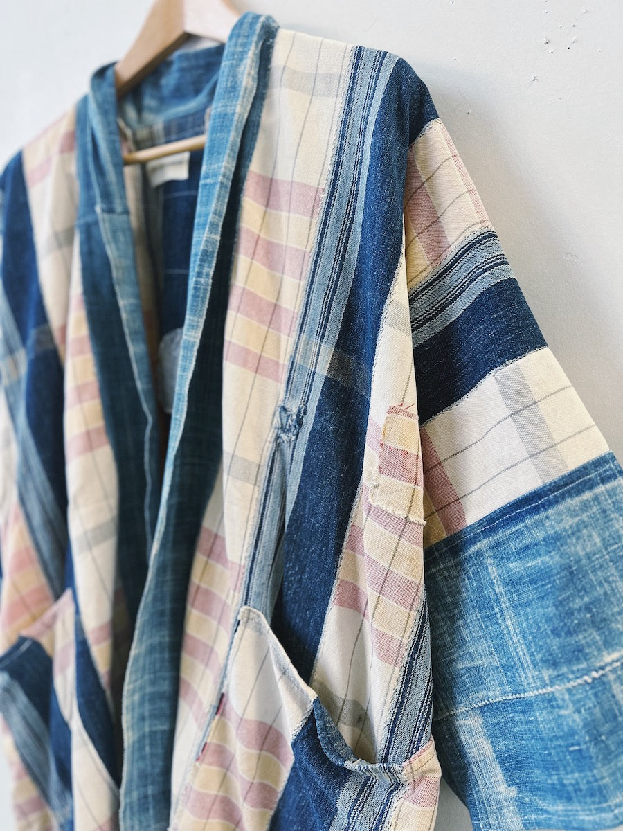 Super rare indigo & ivory patched indigo jacket
