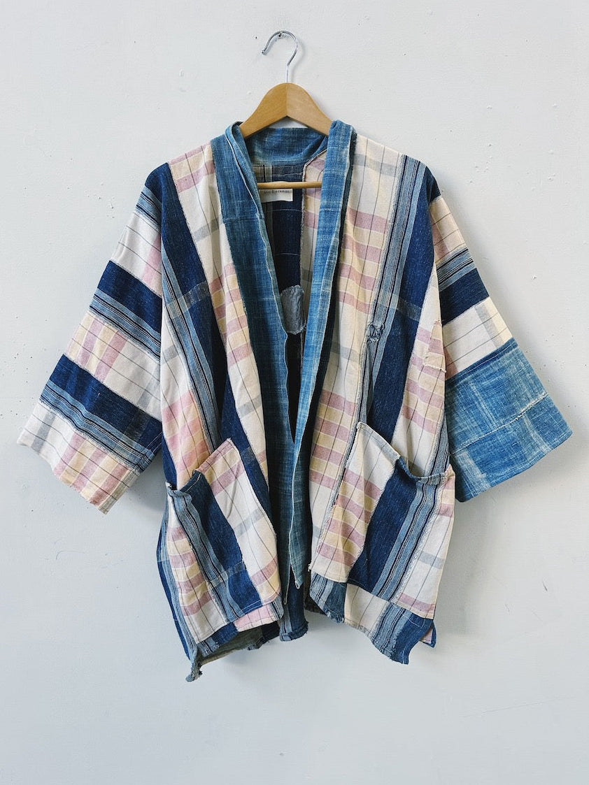 Super rare indigo & ivory patched indigo jacket