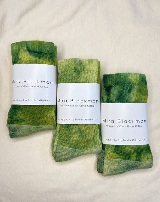 Hand Dyed Organic Cotton Crew Socks - Avocado
