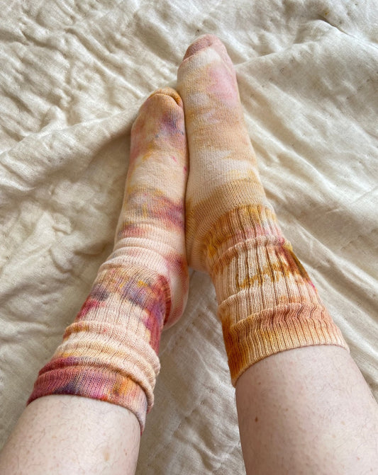 Hand Dyed Organic Cotton Crew Socks - Desert Sunset