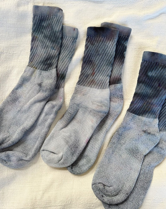 Hand Dyed Organic Cotton Crew Socks - Slate