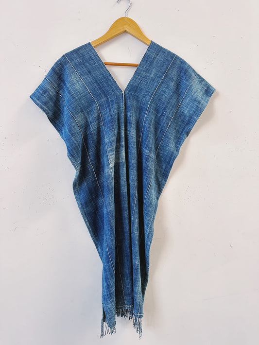 Shibori Tassel Indigo Dress