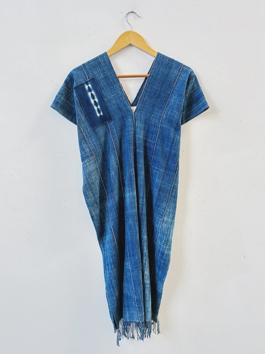 Shibori Tassel Indigo Dress