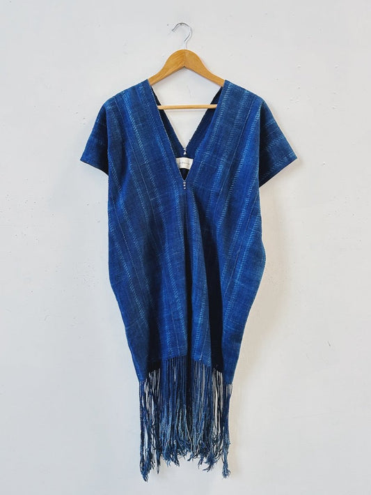 Shibori Indigo Tassel Dress