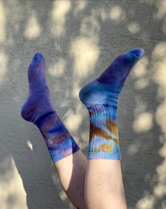 Hand Dyed Organic Cotton Crew Socks - Amethyst