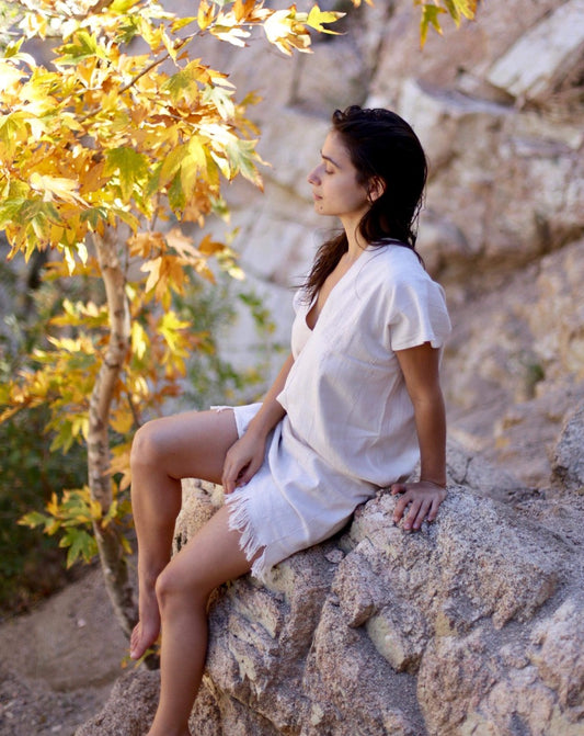 Ivory Tassel Shift Dress